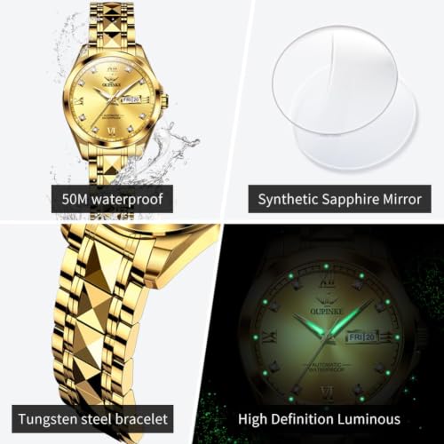 Image of OLEVS Automatic Womens Watch Mechanical Calendar Watches Diamond Fashion Waterproof Female Wrist Watch