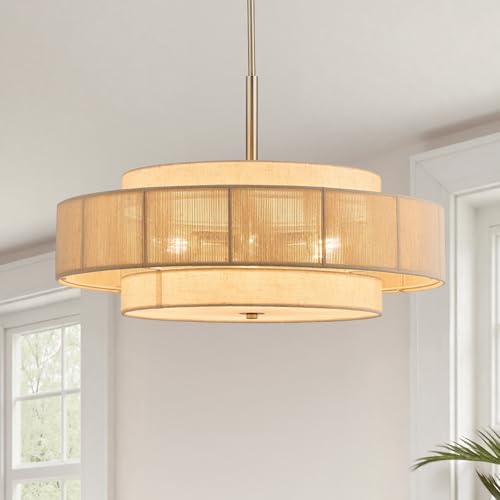 VONLUCE Boho Chandelier, 23.6' 6-Light Drum Chandelier...