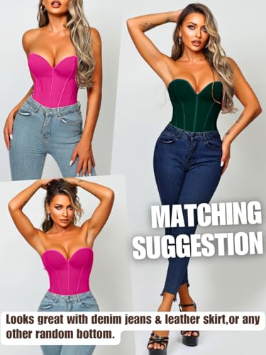 Image of ChiaoLezhee Heart Corset Top For Women, Sexy Concert Outfits Going Out, Strapless Crop Top, Overbust Bustier