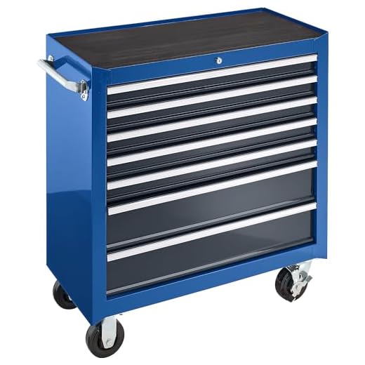 Werkzeugwagen JUMBO, 7 Schubladen, HxBxT 1010 x 914 x 458 mm, blau - Schubladenrollwagen Werkzeugwagen