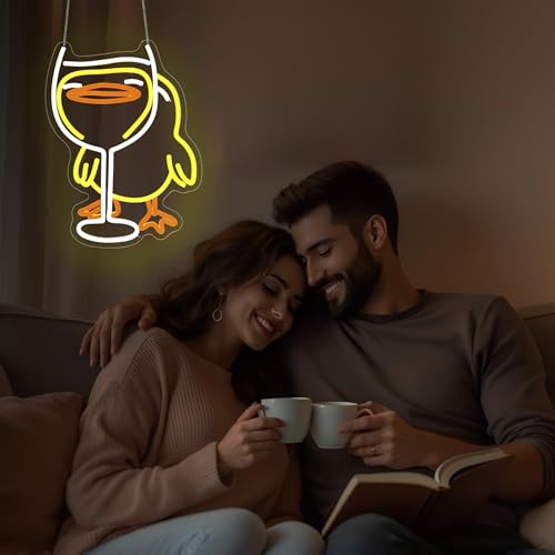Image of Neon Sign, HSJNJKFU Duck Neon Signs for Wall Decor LED Neon Light for Room Party Decor Beer Bar Signs for Man Cave - LED Neon USB Powered