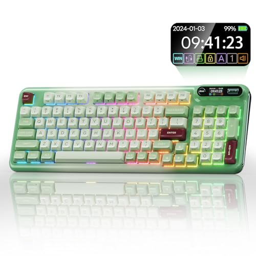Image of KZZI Z98 Creamy Wireless Mechanical Keyboard with Smart Display & Knob, Bluetooth 5.0 /2.4GHz /USB-C, Hot-Swappable Custom Switch, 3750mAh Battery, RGB Backlit