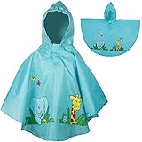 alles-meine.de GmbH Regencape / Regenponcho - Tiere - Giraffe & Elefant - Gr. 92 - 128 _ Circa 2 bis 6 Jahre - wasserdicht + wasserfest - Nylon Stoff - sehr leicht - Regenmantel ..
