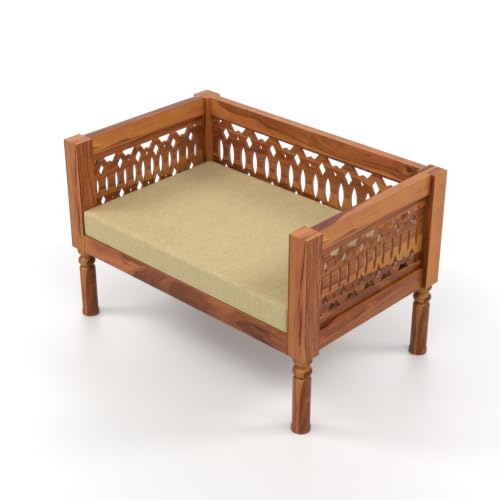Image of NATRAJ ART & CRAFT Sheesham Wood 7 Seater Sofa Set for Living Room | Wooden CNC Sofa Set for Living Room Furniture (3+2+2 Seater, Honey Finish)