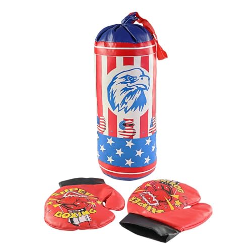 Kit Saco de Boxe Infantil com Luvas Flexibilidade Diversão Ajuda Na Coordenação Motora Energia E Div