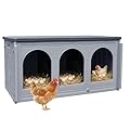 Rockever Nesting Boxes for Chickens, Plastic Nesting Boxes for Chicken Coop, Waterproof 3 Compartment Chicken Nesting Box for Laying Eggs for Hens, Ducks and Poultry