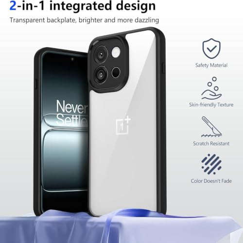 Image of VONZEE Clear Back Case Cover for OnePlus Nord 6 5G | Shockproof Design | Hard Back Cover Case for OnePlus Nord 6 5G (PC & TPU, Black)
