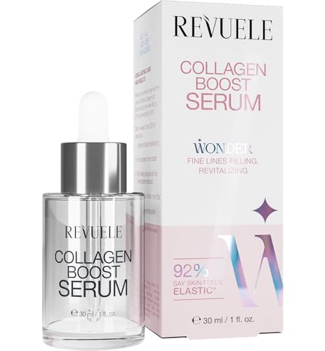 REVUELE Suero de colágeno Boost – Suero facial reafirmante con colágeno, alisa las líneas finas y mejora la elasticidad de la piel, 30 ml