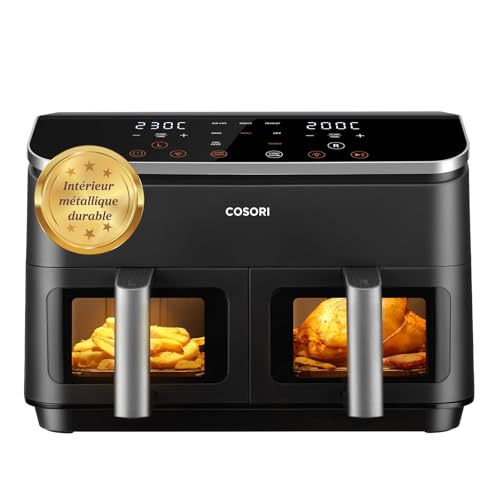 COSORI Air Fryer 2 Compartiments 8.5L, 8-en-1 Airfryer Friteuse Sans Huile, 71% D'efficacité énergétique, 85% de Carburant En Moins, 55% Plus Rapid
