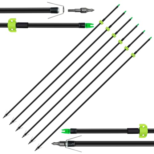 6-Pack 36 Inch Bowfishing Arrows - 8mm Fiberglass Shafts With Stainless Steel Broadheads 2 thumbnail image