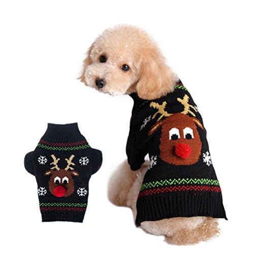 UEETEK Ropa para Perro Disfraces para Perro de Navidad Suéter Jersey Abrigo Invierno para Mascotas Size M
