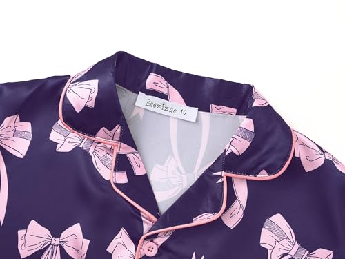 Beezizac Little & Big Girls Pajama Satin Silky Yellow & Pink Leopard 2-PC Short Sleeves & Pants Set Kid Size 6-162