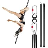 Dreamlin 2m Aerial Flying Pole Portable Suspension Fitness Tube Hanging Rotary Silicone Steel Dancing Pole Gym Equipment for Home Bar (Full Set Black)