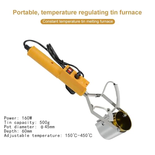 Mini olla eléctrica de 300 W, horno de fusión de metal portátil con mango para moldes de peso de pesca y colgante de metal, rango de temperatura 150-450 ℃