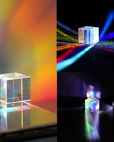 QLEUIFT 2 pcs 20mm RGB Dispersion Prism Optisches Glas X-Cube Prisma für das Unterrichten von Lichtspektrum-Physik - Geschenk des Lichts, Wird mit Samtbeutel geliefert