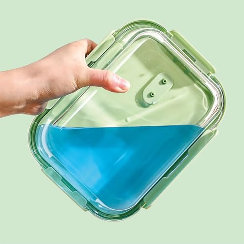 Image of Kitchne Star Fresh Lock Trio Glass Container Set of 3, Airtight Leak-Proof Stackable Lunch Box with Locking Lids, BPA-Free, for Office Travel and Meal Prep
