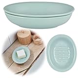 LS-LebenStil Vintage Keramik Seifenschale 2-teilig Blau 15cm Altum Seifenhalter gelocht Seifenablage...