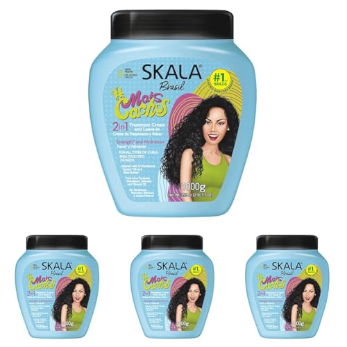 Image of SKALA Expert Mais Cachos 2 in 1 Treatment Cream & Leave In Conditioner for Curly Hair, Vegan Hair Mask, Shea Butter & Castor Oil, Deep Hydration Mask, Softening & Smoothing, Anti Frizz Formula, 1000g