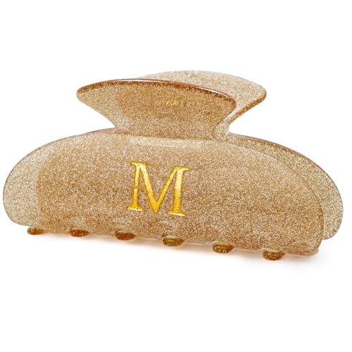 Image of Hair Clips for Women | Hair Claw Hair Accessory | Personalized Gifts for Women Teen Girl Trendy Stuff | Monogram Cute Hair Claws | Gifts for Girls Her Mom Bridesmaid Wife - Gold,M