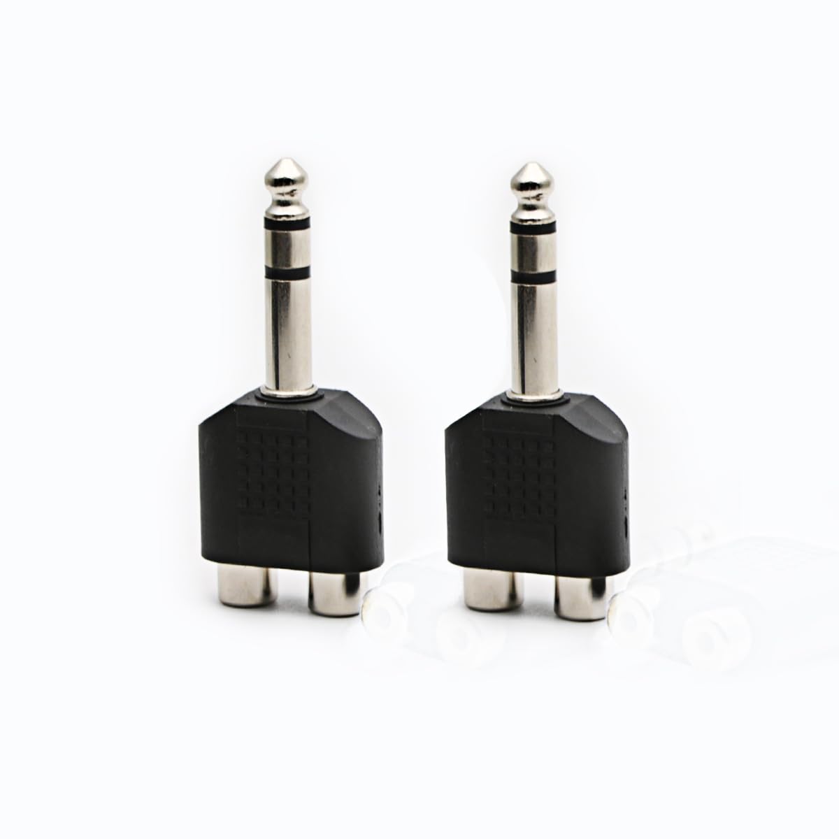 2pcs 1/4" 6.35mm/6.5mm Stereo Male to Dual RCA Female Adapter Stereo Male to Dual RCA Female Audio Adapter for Sound Equipment (Double Channel)