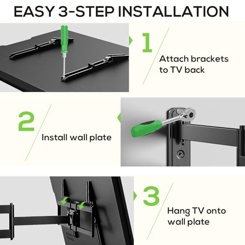 Image of USX MOUNT Corner TV Wall Mount with 32.05 inch Long Arm for 32-75 Inch TVs up to 100 lbs, Full Motion TV Wall Mount Bracket with Swivel and Tilt, Max VESA 600x400mm fit Most 32 40 50 55 60 65 70 75TVs