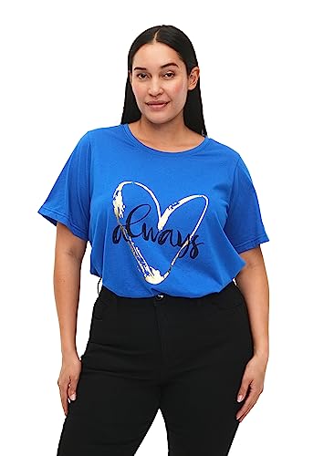 Zizzi Flash by Damen Plus Größe T-Shirts 2er Pack Aufdruck Größe 50-52...
