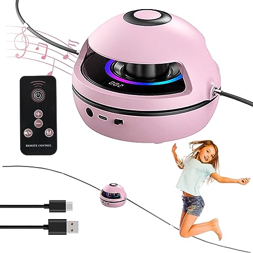 Music Jump Rope Machine, Smart Skipping Rope Machine with LED Counter& Bluetooth Speaker, Automatic Electric Rope for Adult, Kids, Gym Party Home (Pink)