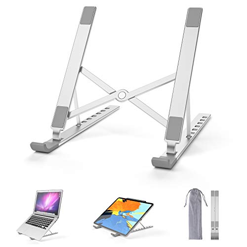 SHYOSUCCE Soporte para Portátil 7 Ángulos Ajustables, Soporte Ordenador Portátil de Aluminio Plegable, Laptop Stand Portátil pour Tablet, MacBook, iPad y Portátiles de 10-17
