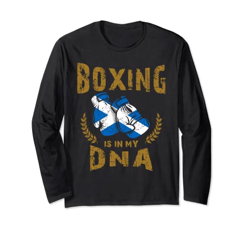 Boxing is in my D-N-A Scotland Flag Boxing Gloves Long Sleeve T-Shirt