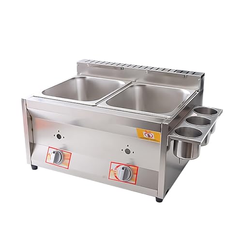 Kommerzielle Doppel-Gas-Fritteuse, Edelstahl-Arbeitsplatten-Fritteuse – 10 l + 10 l, LPG-Gasfritteuse für Pommes Frites, Restaurant, Zuhause, Küche