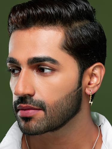 Image of ORIONZ Hoop Earrings for Men & Boys (1 Piece) - 925 Sterling Silver - Gift for Birthday Anniversary - 18k Gold Plated Jewellery - Men Fashion