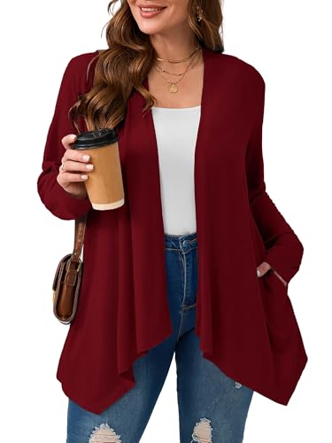AusLook Women's Plus Size Lightweight Open Front...