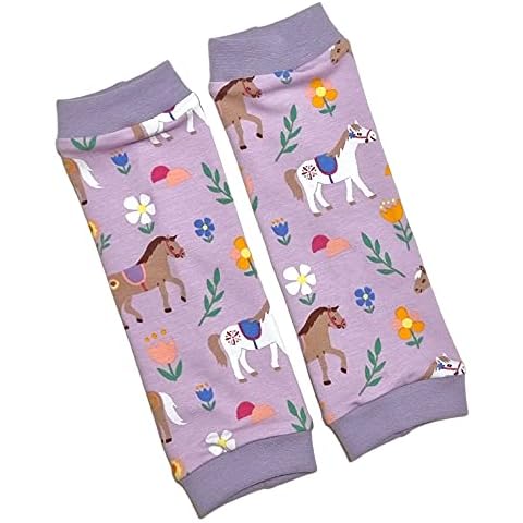 la.nunu Stulpen Mädchen - Pferdewiese Flieder 0-23 Monate - Kinderstulpen aus Baumwolle - Handarbeit - Kinder Baby Beinstulpen Babystulpen Cover