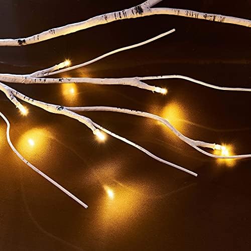 Hairui LED White Birch Garland 6FT 48L Battery Operated with Timer Waterproof for Christmas Indoor Outdoor Home Decoration