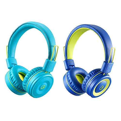noot products Kids Headphones k12 & k22 Bundle Foldable Stereo Tangle-Free 3.5mm Jack Wired Cord On-Ear Headset for Children/Teens/Boys/Girls/Smartphones/School/Kindle/Airplane Travel/Plane/Tablet
