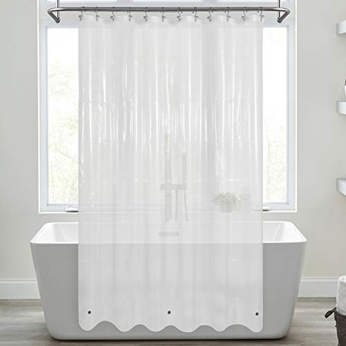 Image of Mrs Awesome Shower Curtain Liner with Magnets, 72x72 Frosted PEVA Plastic Shower Curtain for Bathroom, Lightweight & Waterproof, 72 x 72, Frost