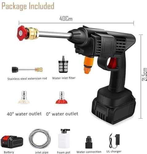 Image of Cordless Portable Pressure Washer Gun 48V 12000mAh | Double Battery Wireless High Pressure Water Gun with Adjustable Nozzle & 5M Hose Pipe | Car Wash, Bike Cleaning & Outdoor Use. S29