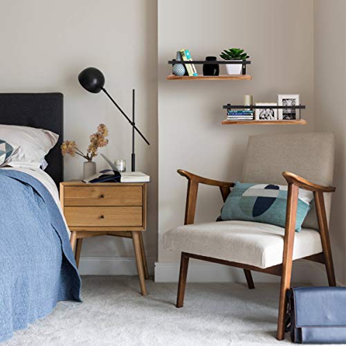 Phunaya Floating Shelves,Wall Mounted Shelf For Kitchen,Living Room,Bedroom,Bathroom Storage,Rustic Wood,Set Of 2 #TOP4