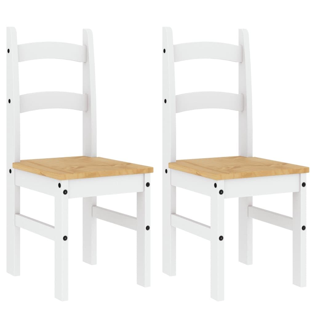 vidaXL Lot de 2 Chaises à Manger, Sièges à Dîner, Chaises de Repas, Meubles de Salle de Séjour Cuisine Maison Intérieur, Blanc Bois Massif de Pin