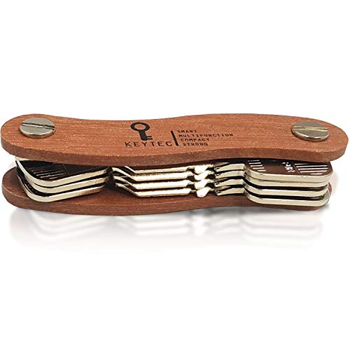 Compact Key Organizer by KEYTEC - Eco Friendly Wooden Smart Key Holder 8~10 Keys Storage – Full Gift Box Package (Expansion kit & Hook Included)