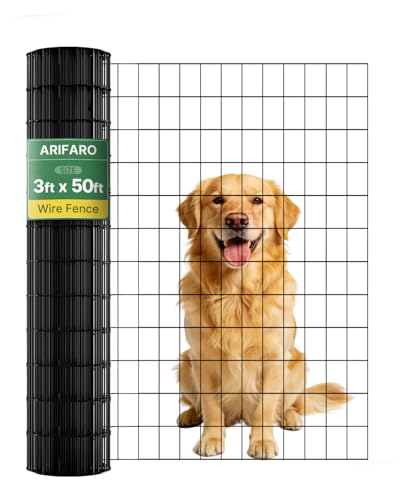 ARIFARO 0,9m x 15,2m Maschendraht Metallzaun - Gittergröße 5cm x 7,5cm - 2 mm Drahtdurchmesser mit PVC, Metallgitterrolle mit Feuerverzinkt Beschichtung für Gärten, Höfe, Hunde, Hühner, Rehe