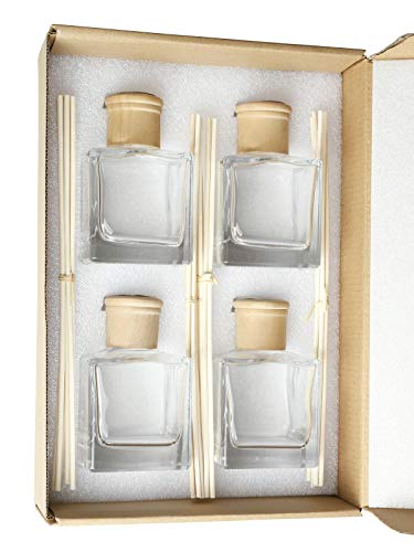 Crazy Huayi Fragrance Glass Diffuser Bottles Diffuser Jars With Caps And Rattan Stick Set Of 4 Pcs 200Ml Fragrance Accessories Use For Diy Replacement Reed Diffuser Sets (4Pcs Per Set) #TOP5