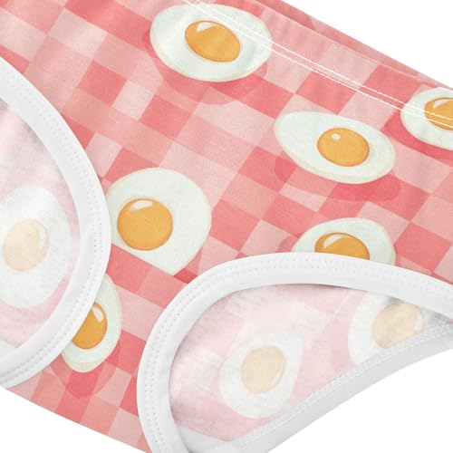 Wusikd Fried Eggs Girls' Underwear Cotton Checkered Red Girls Briefs Soft Toddler Underwear 2T4