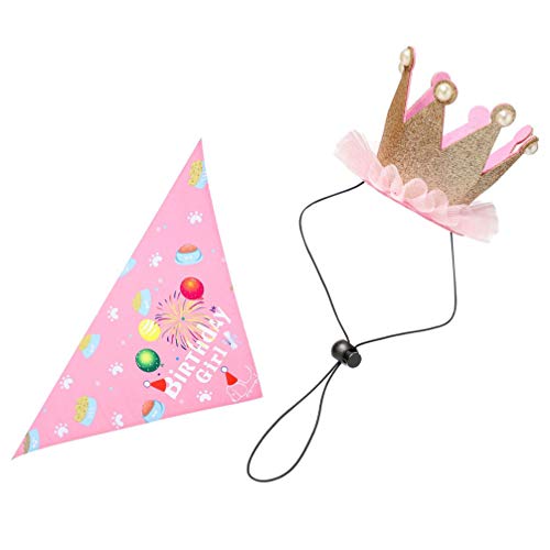 ULTECHNOVO 2Pcs Pet Coroa De Aniversário Chapéu Do Aniversário Chapéu E Bandana Do Cão Filhote de Ca