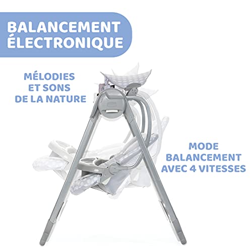 Chicco Polly Swing Up Balancelle Electrique pour Bébé, Transat Inclinable et Balancement Automatique avec Vibration, Jouets Suspendus, Musique et Télécommande, de la Naissance à 9 Kg- Leaf – Image 3