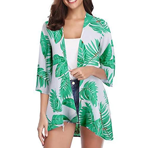 Kimono de gasa para mujer cárdigan playero talla L color plata suelto