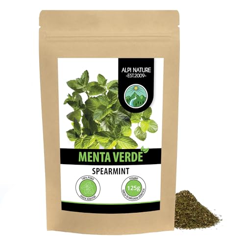 Menta verde (125g) taglio, delicatamente essiccato, puro al 100% e naturale per la preparazione di tè, menta marocchina, tisana