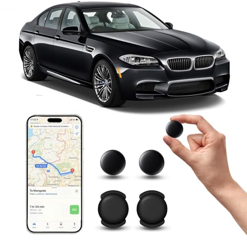 GPS Coche localizador, GPS Tracker rastreador magnético Oculto para Coches Sin cuota mensual, no SIM, Seguimiento en Tiempo Real para niños, Mascotas, Compatible con A-pple Find My (2 Negra)