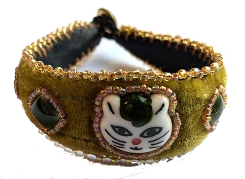 Bracelet tête de chat anti-irritation en feutrine et soie douce
