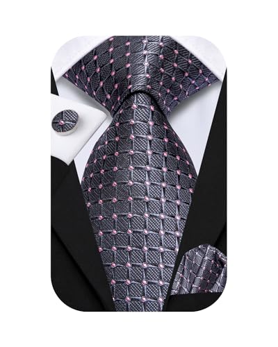 Image of Hi-Tie Mens 70inches Tie Set Extra Long Necktie for Men Cufflinks Handkerchief Big Tall Men Business Wedding